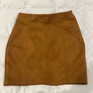 Brown suede mini skirt